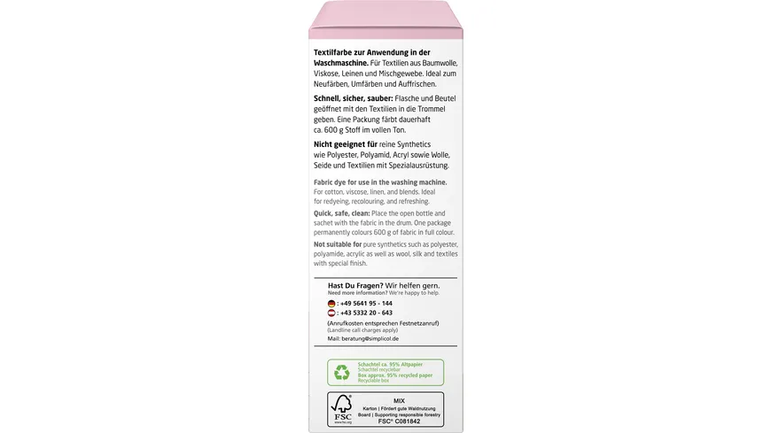 simplicol Textilfarbe intensiv Strawberry-Cream 150 ml
