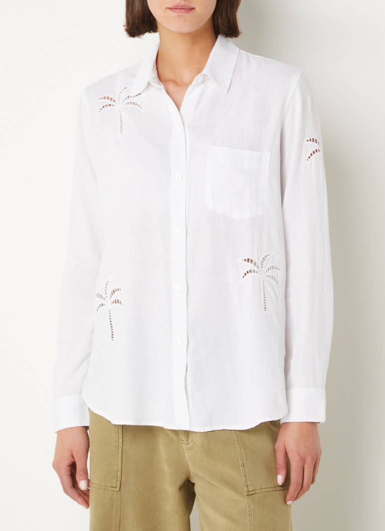 Blusa Charli da Rails em mistura de linho com bordados.