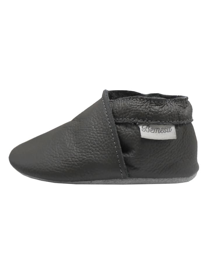 Yalion Leder-Krabbelschuhe in Schwarz günstig kaufen