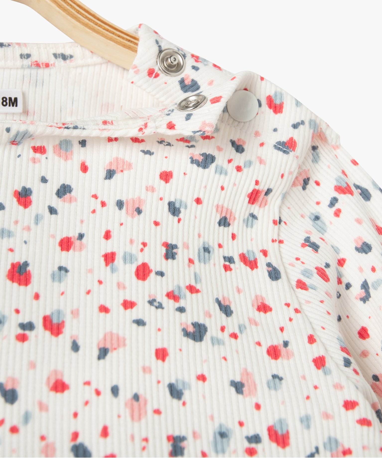Robe bébé fille en maille ctelée et mouchetée ecru | GEMO