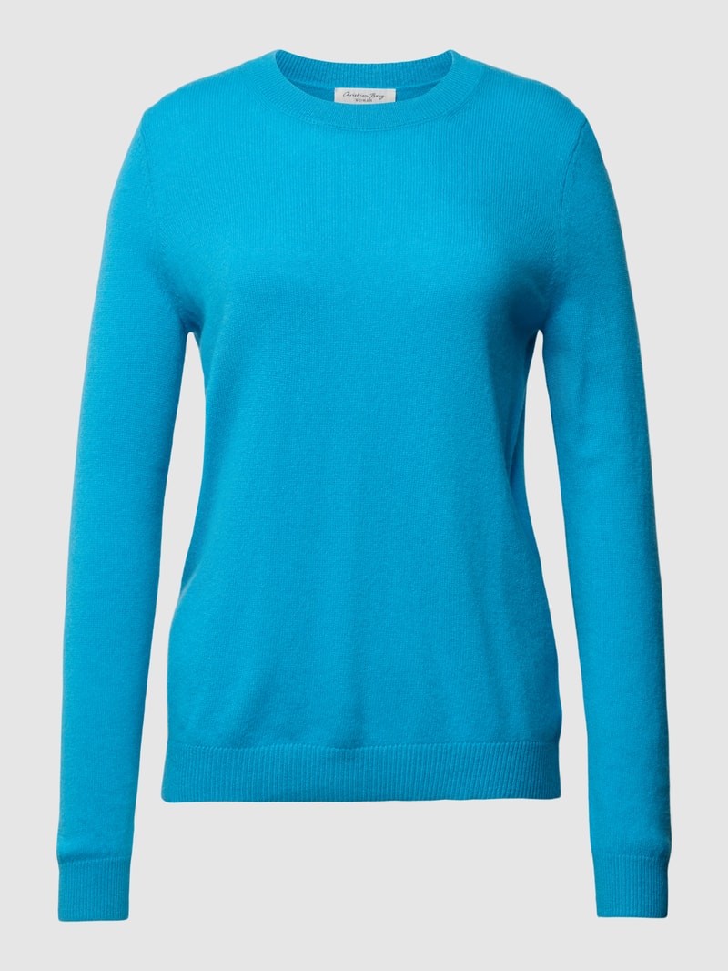 Kaschmirpullover in melierter Optik in himmelblau