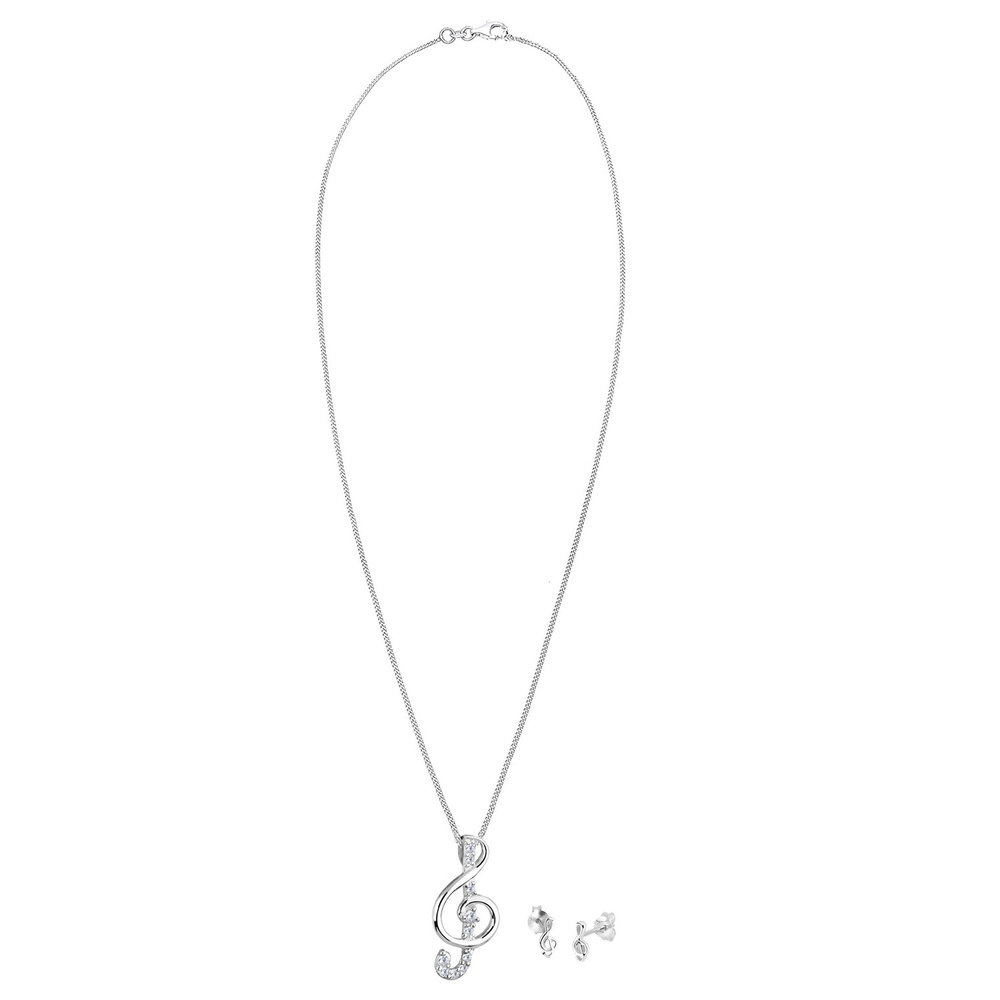 Elli Elli Ensemble de Bijoux Femme Pendentif Clé Classiqu avec Cristaux de Zircone Cub Bijoux