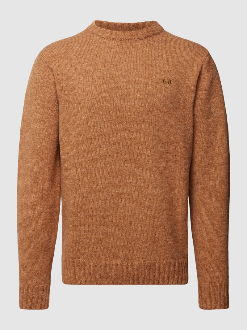 Strickpullover mit gerippten Abschlüssen in haselnuss braun