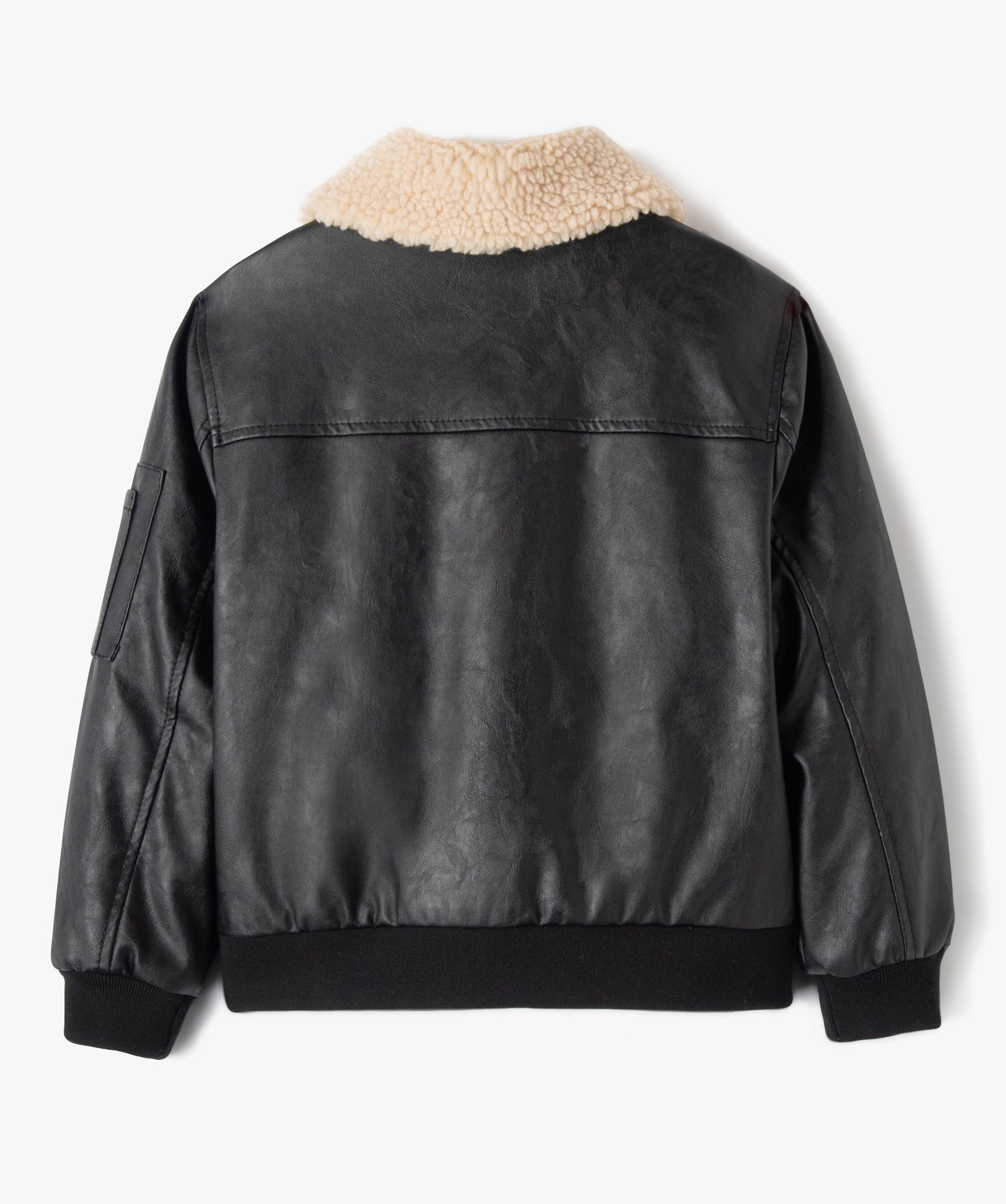 Blouson aviateur avec col en maille peluche Garçon noir | GEMO