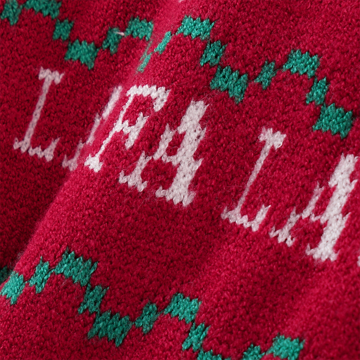 Mädchen Weihnachtspullover mit Allover-Motiv dunkelrot / grün / weiss