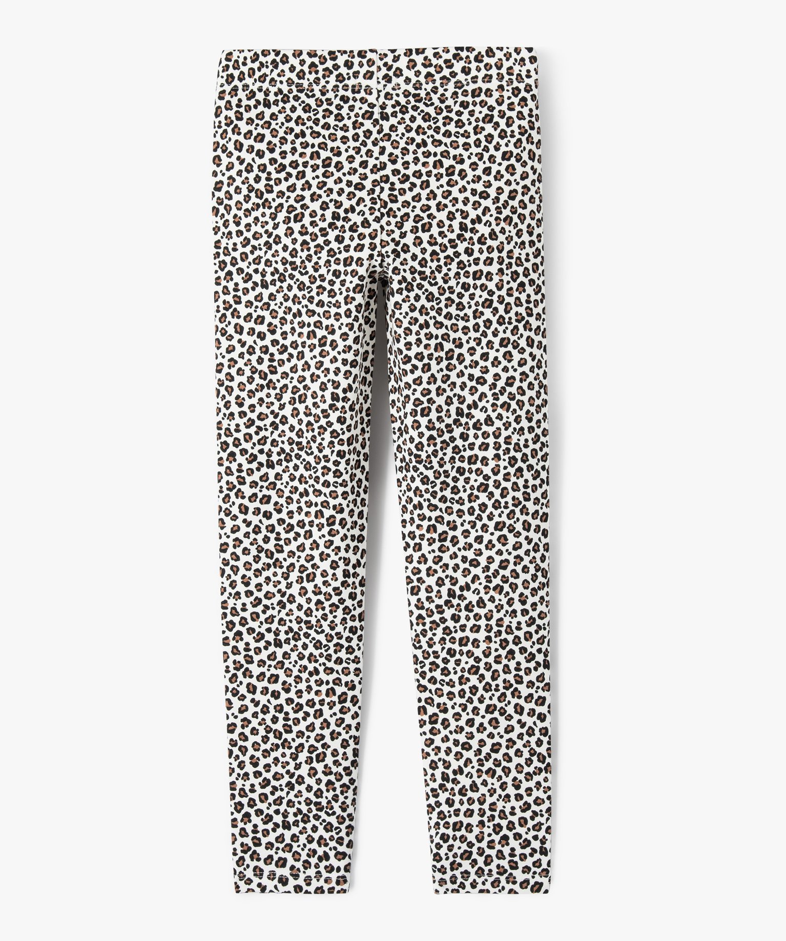 Legging en coton stretch imprimé léopard fille ecru | GEMO