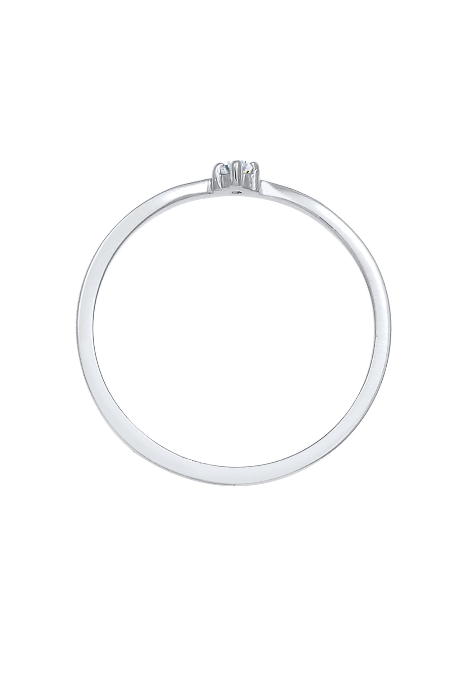 Elli DIAMONDS Inel solitaire elegant pentru femei în formă de V cu un diamant (0,03 ct.) din argint 925