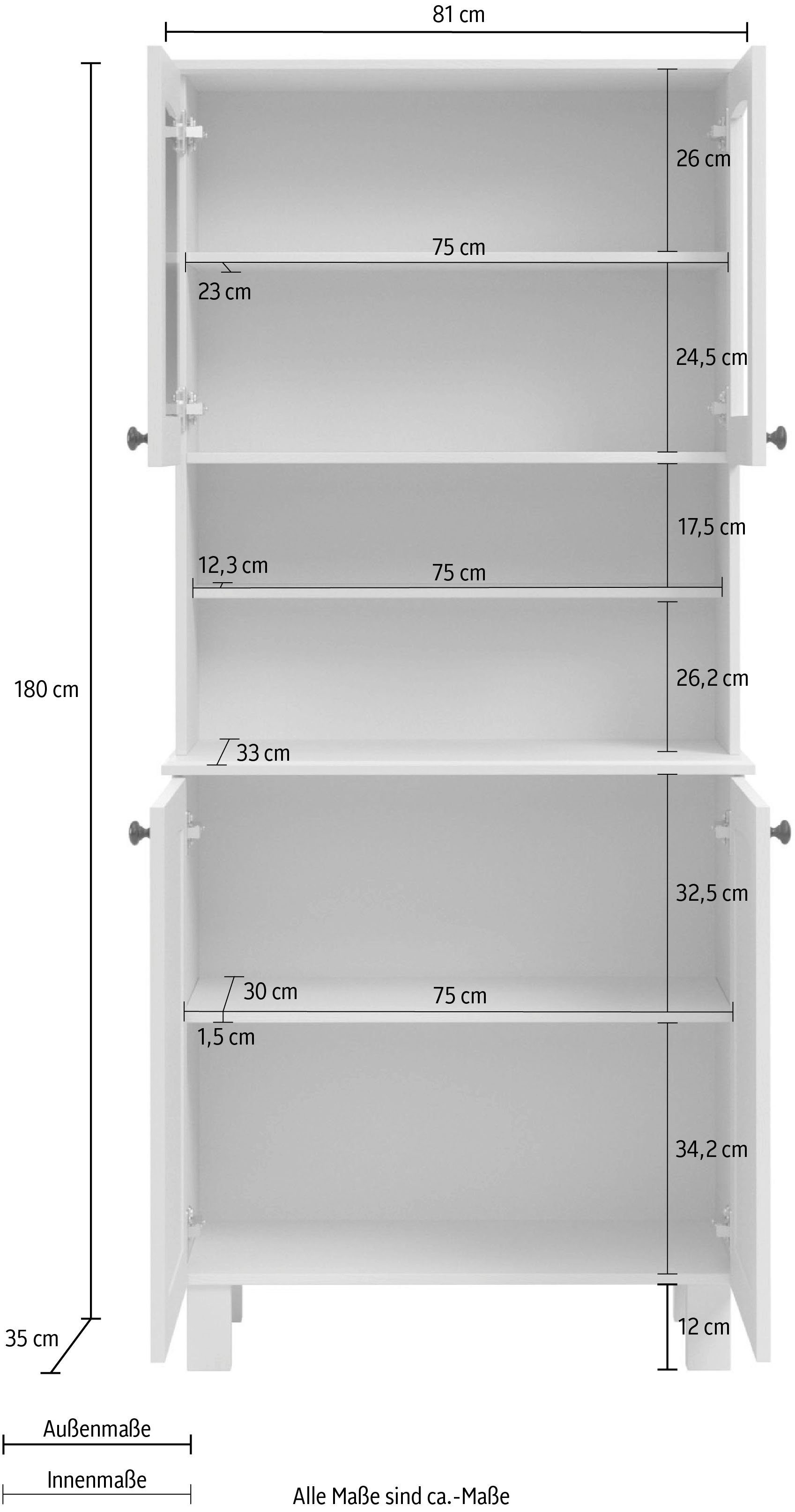 Home affaire Küchenbuffet Osby (1-St) Breite 81 cm, 4 Türen