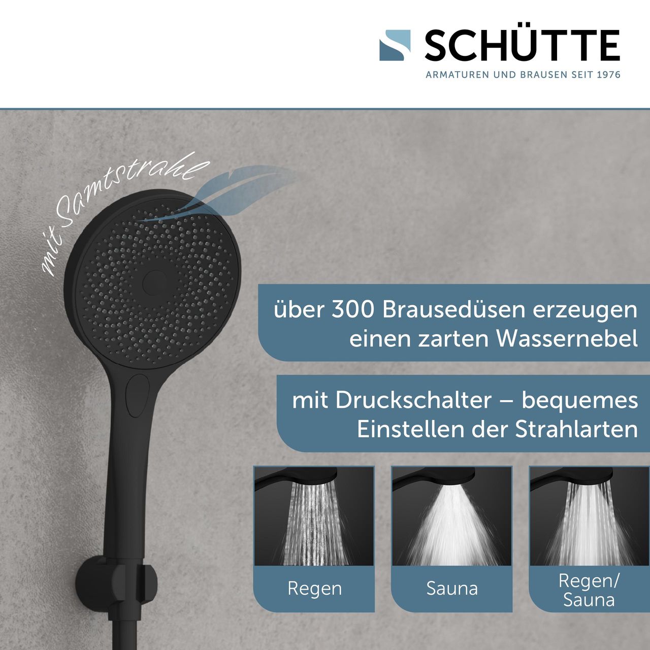 Schütte CAPRI Handbrause, Schwarz matt