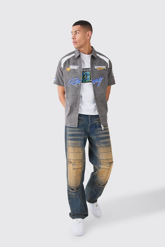 Twill-Hemd mit Reißverschluss