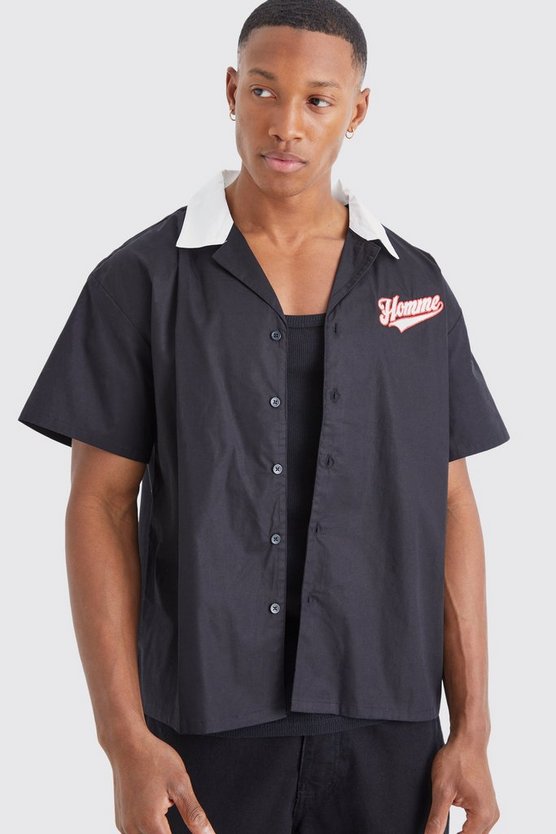 Short Sleeve Boxy Poplin Bowling Back Shirt