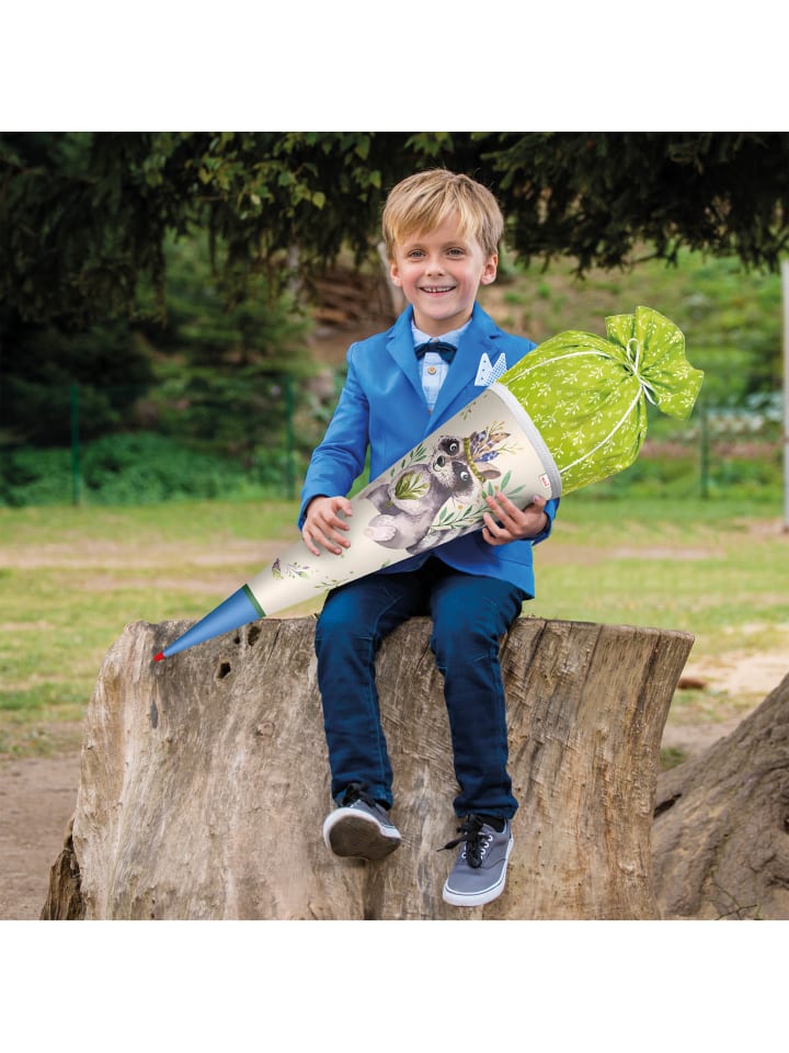 ROTH Schultüte Lieblingsstück Waschbär 70 cm, Stoffverschluss in Grün günstig kaufen onesize