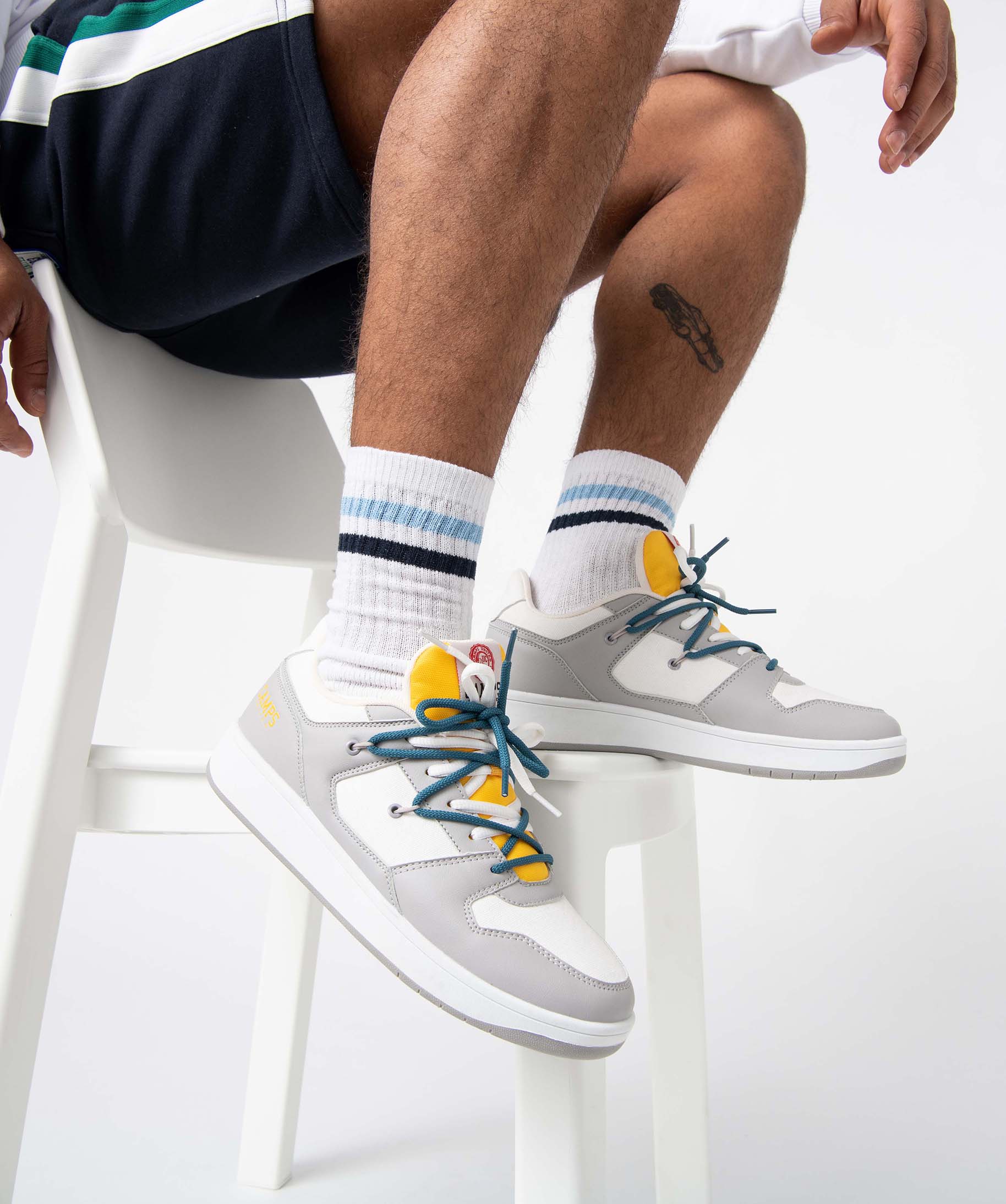 Baskets homme multimatières à double laage - Camps blanc | GEMO