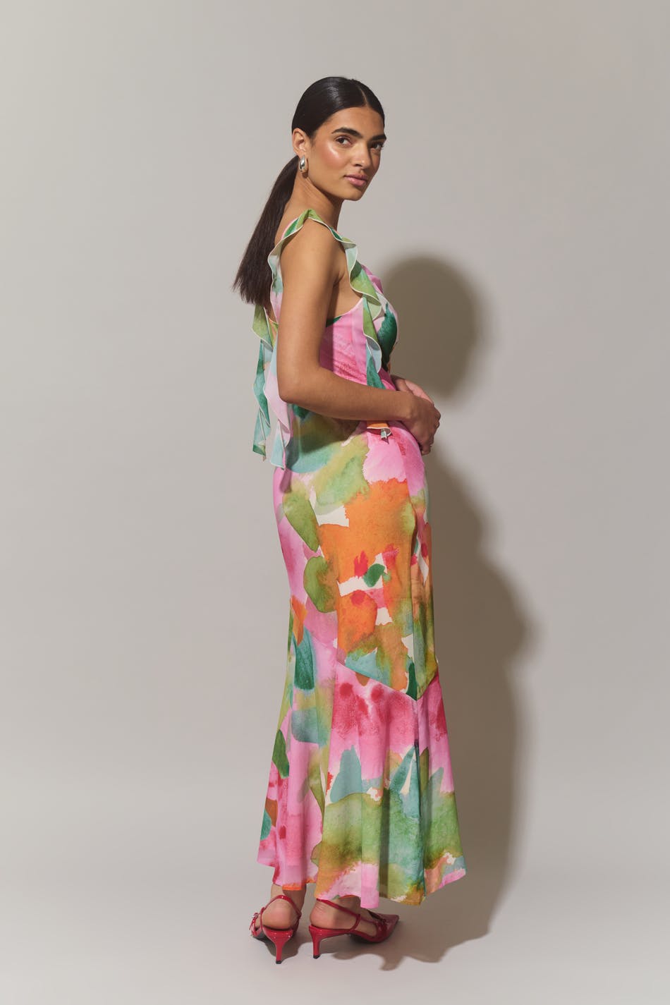 Frill maxi dress
