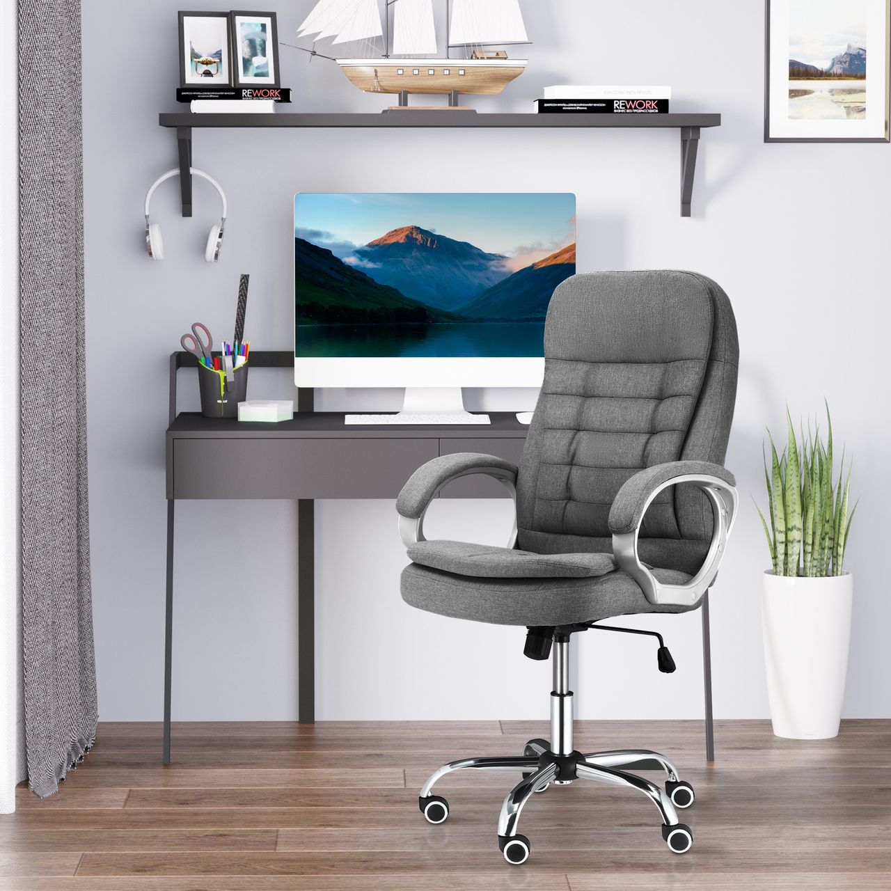 Vinsetto Bürostuhl Ergonomischer 360° Drehstuhl Wippfunktion höhenverstellbar
