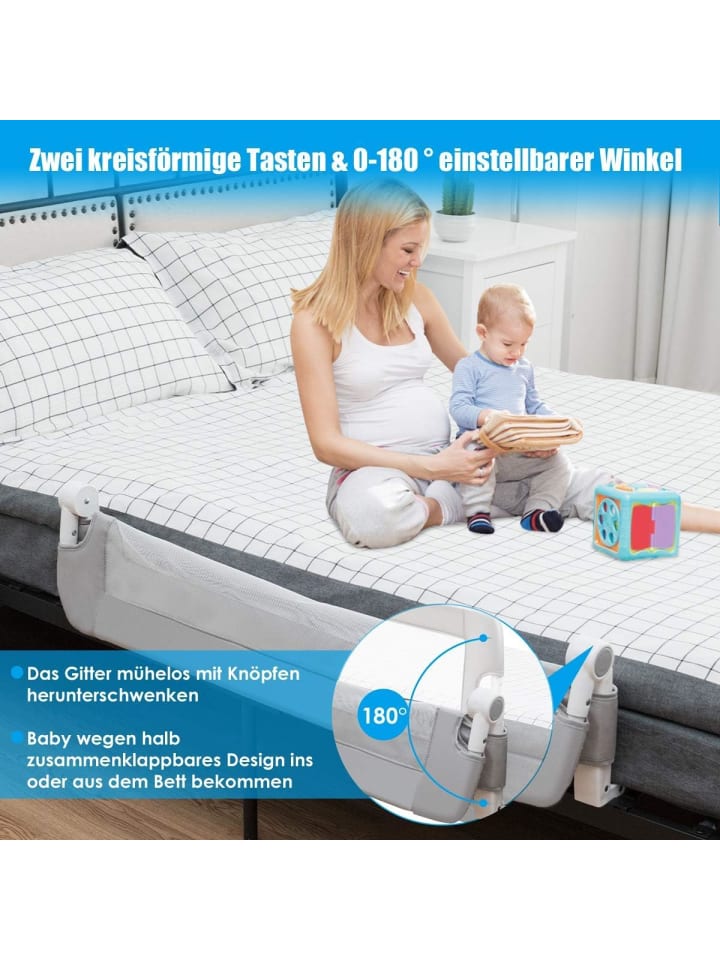 COSTWAY Bettgitter in Grau günstig kaufen 105 x 40 cm