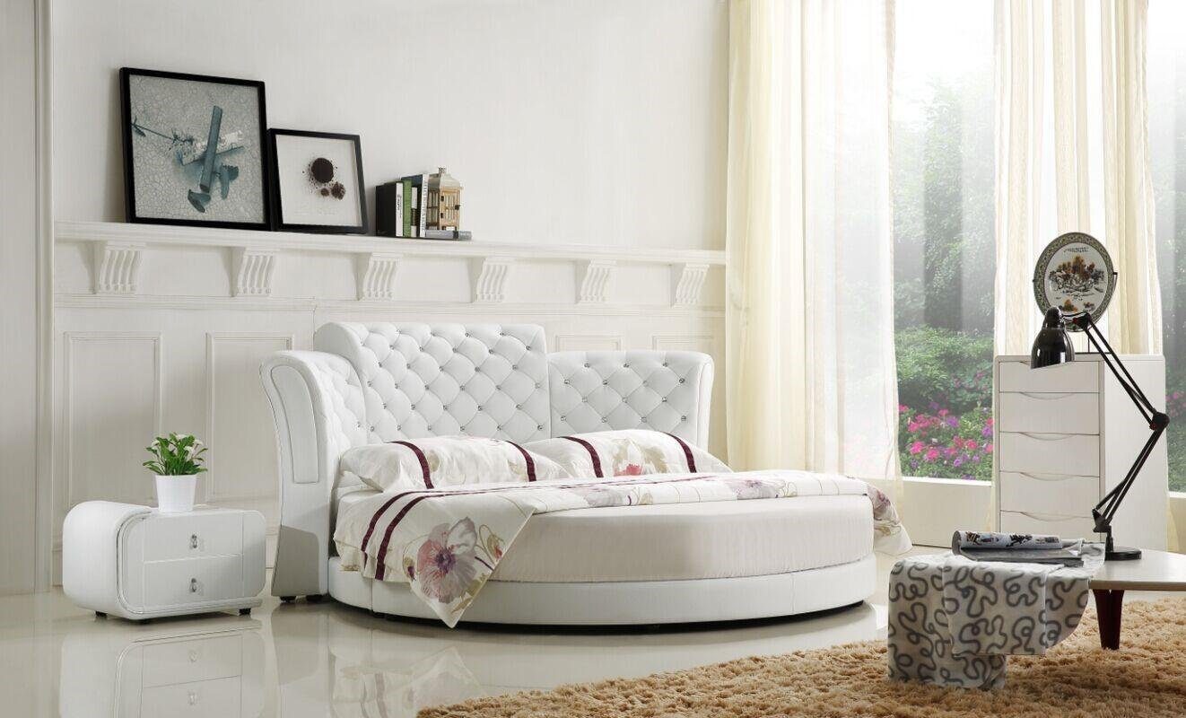 JVmoebel Rundbett Rundes Bett Rund Design Betten Leder Doppel Gestell Schlaf Zimmer (1-tlg., 1x nur Bett ohne Couchtische), Made in Europa