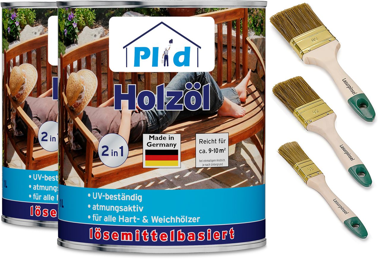 Plid Premium Holzöl Pflegeöl Holzschutz Imprägnieröl Pinsel Bankirai