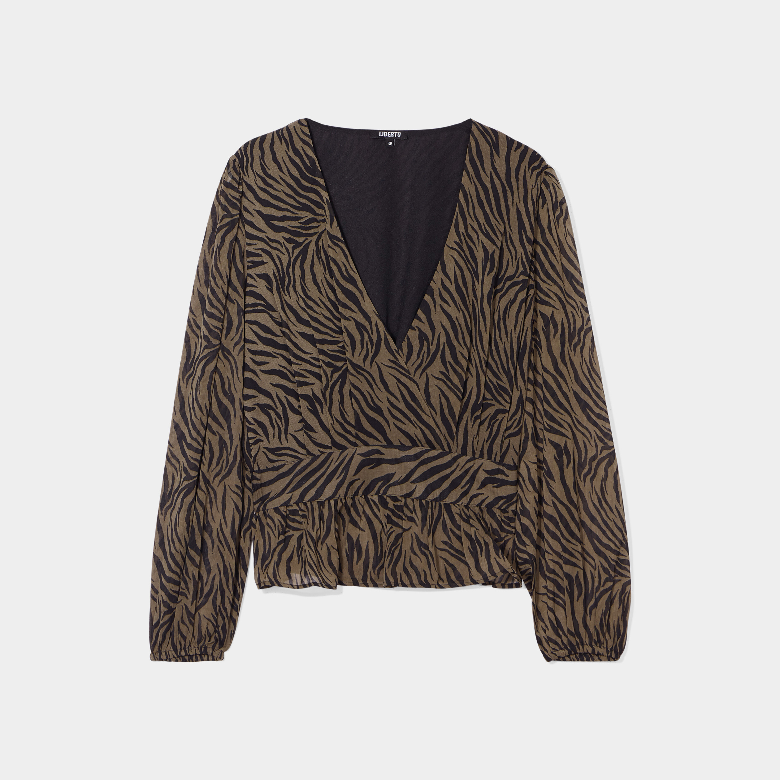 Blouse cintrée col effet croisé Liberto vert kaki femme | La Halle