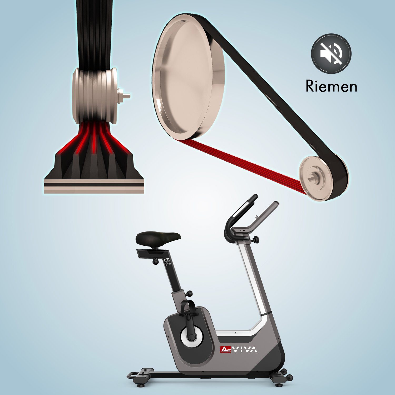AsVIVA Ergometer Heimtrainer & Ergometer AsVIVA H25 Studio Pro, 6 virtuelle (Real-Live) Trainingsszenen, MP3 3,5 Klinke AUX-Anschluss