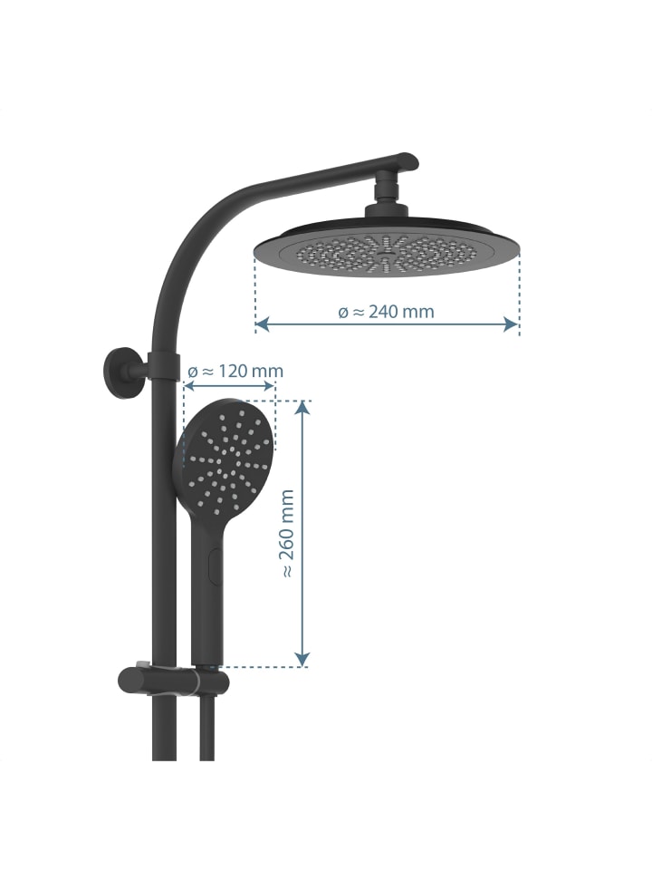 Schütte Duschset MADURA FRESH in Schwarz matt - (L) 41 x (B) 27 x (H) 101 cm günstig kaufen onesize