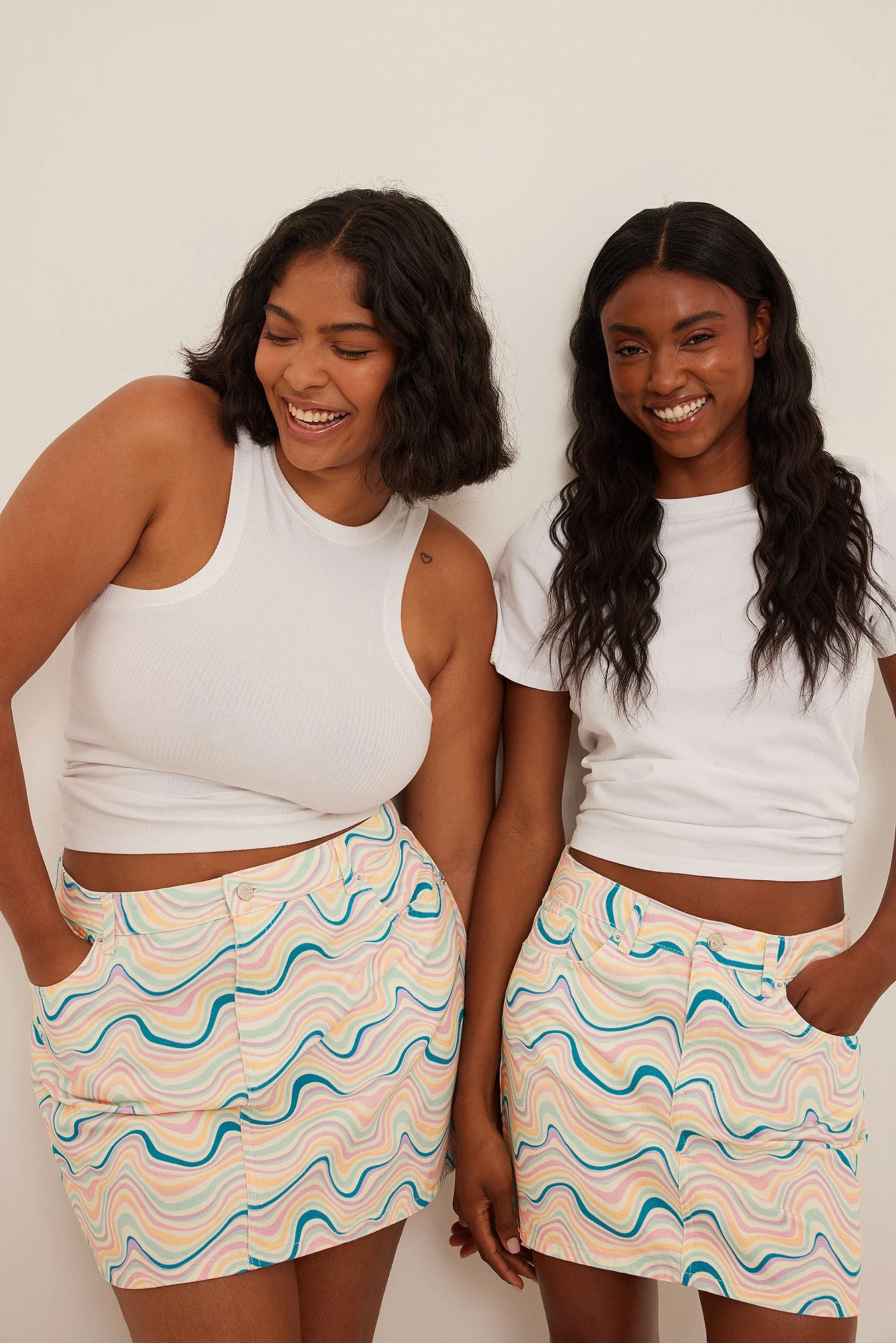 Printed Denim Mini Skirt