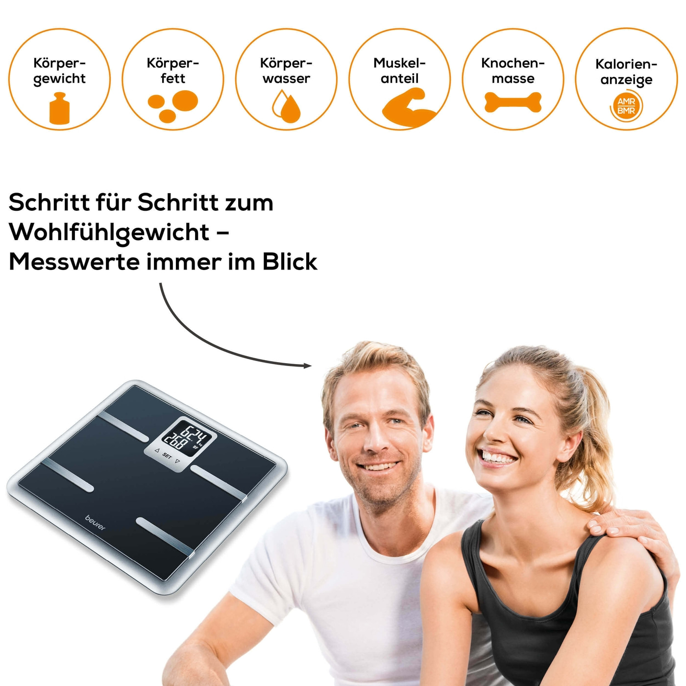 Beurer Diagnosewaage BG 40-Körperanalysewaage mit Ganzkörperanalyse im XL-Format - bis 150 kg