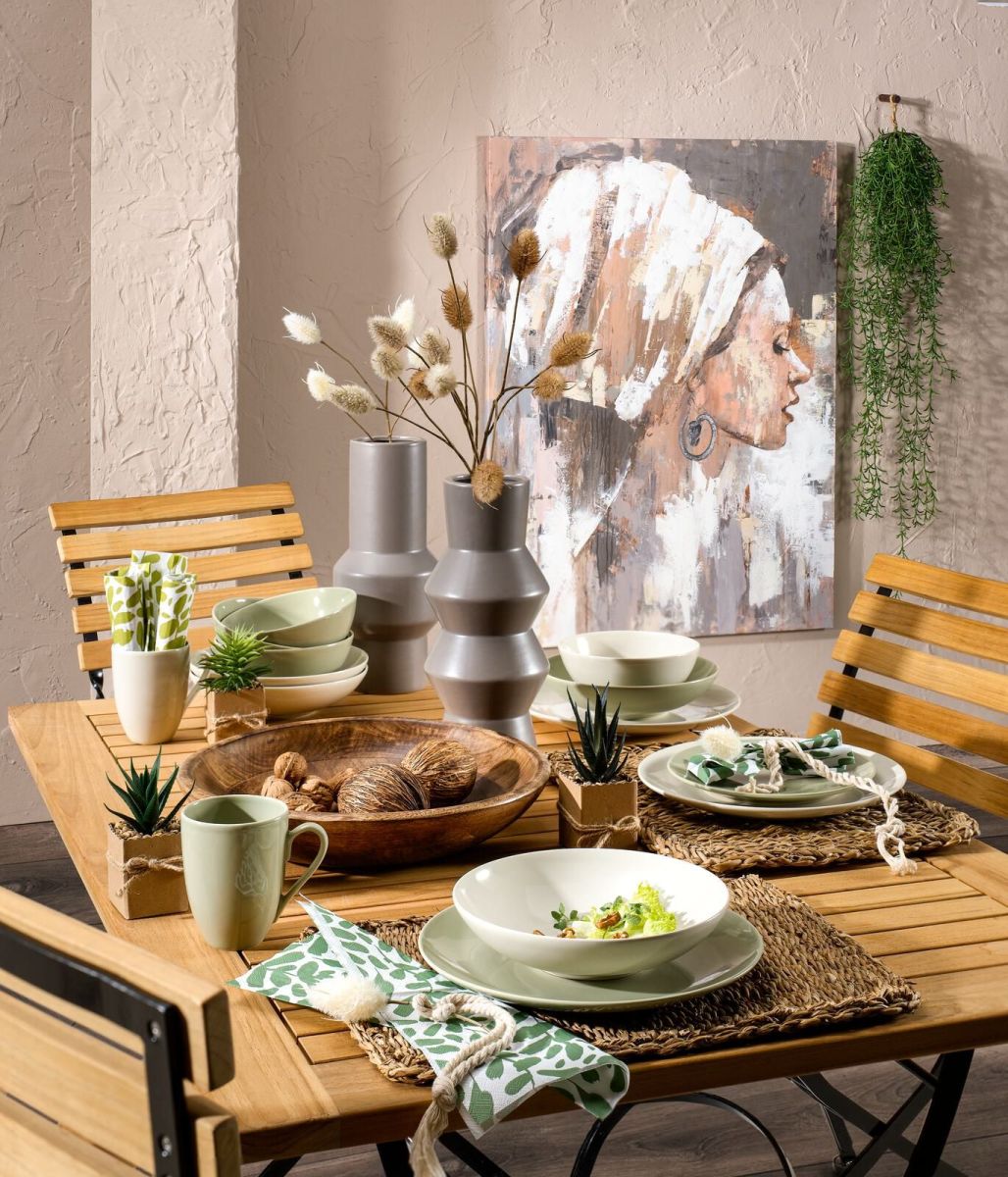 Wandbild Frau mit Turban Beige