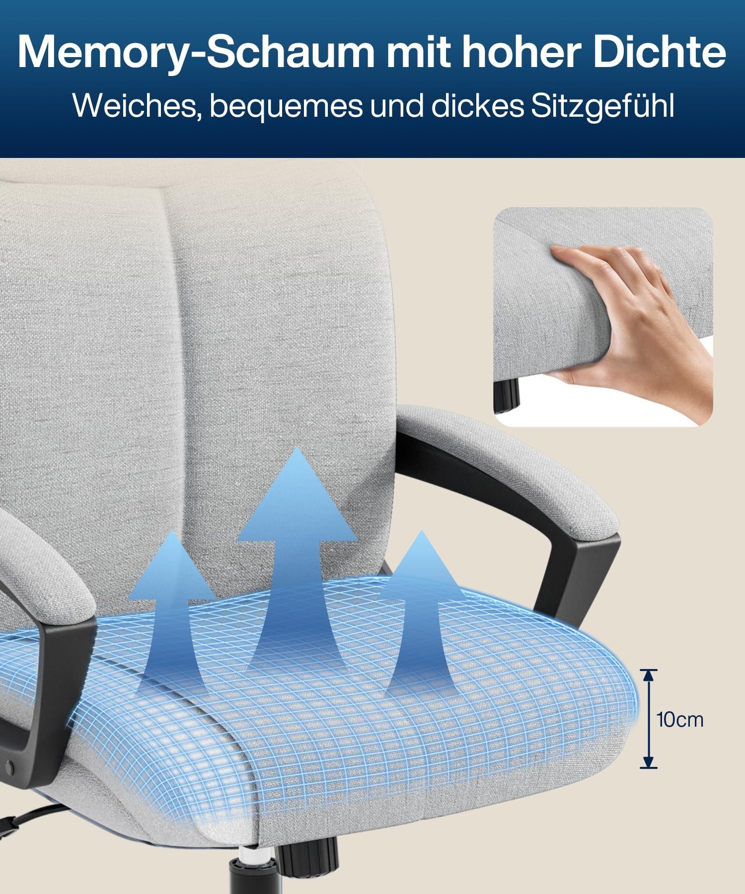 Fangqi Gaming-Stuhl Bürostuhl,360° drehbar, Rückenlehne 90°-110° neigbar, mit Kopfstütze, Mit gepolsterten Armlehnen, leise Rollen,Hochdichtes Netzgewebe