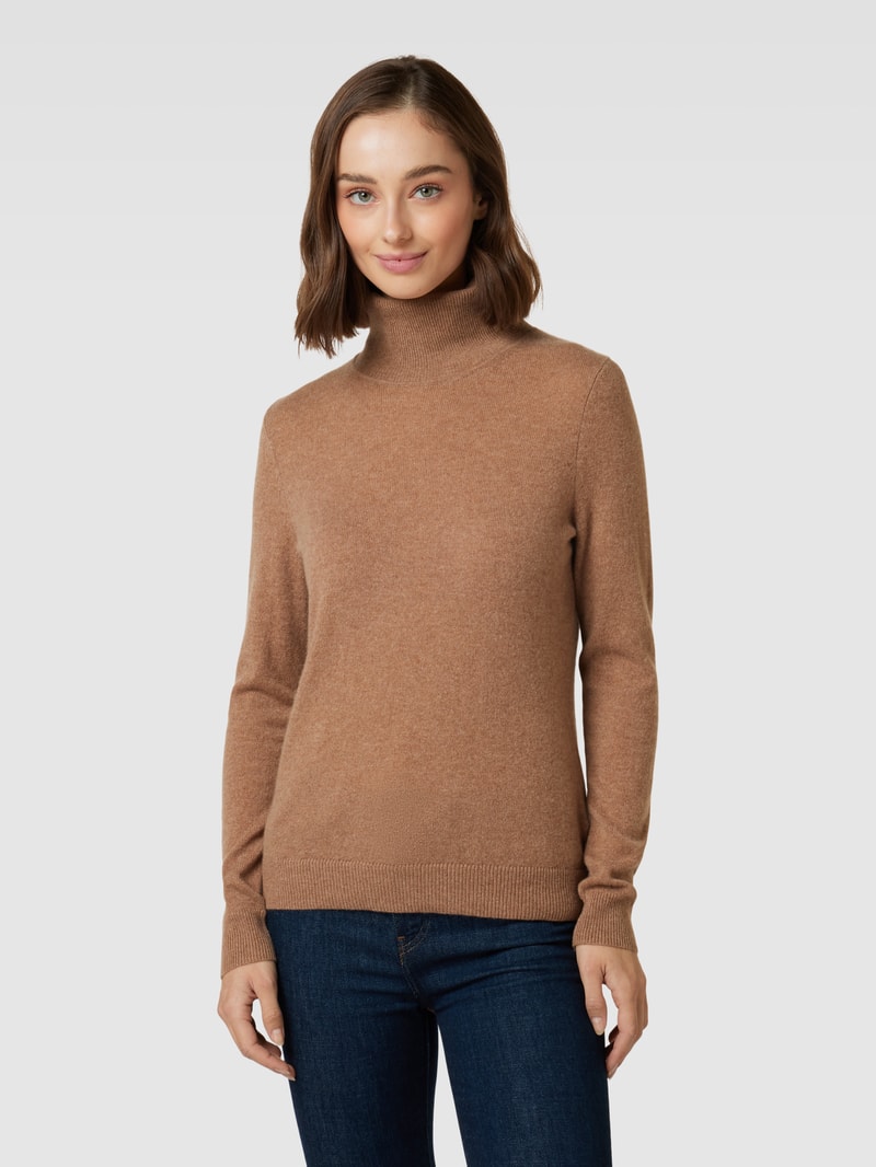 Kaschmirpullover in melierter Optik in camel meliert