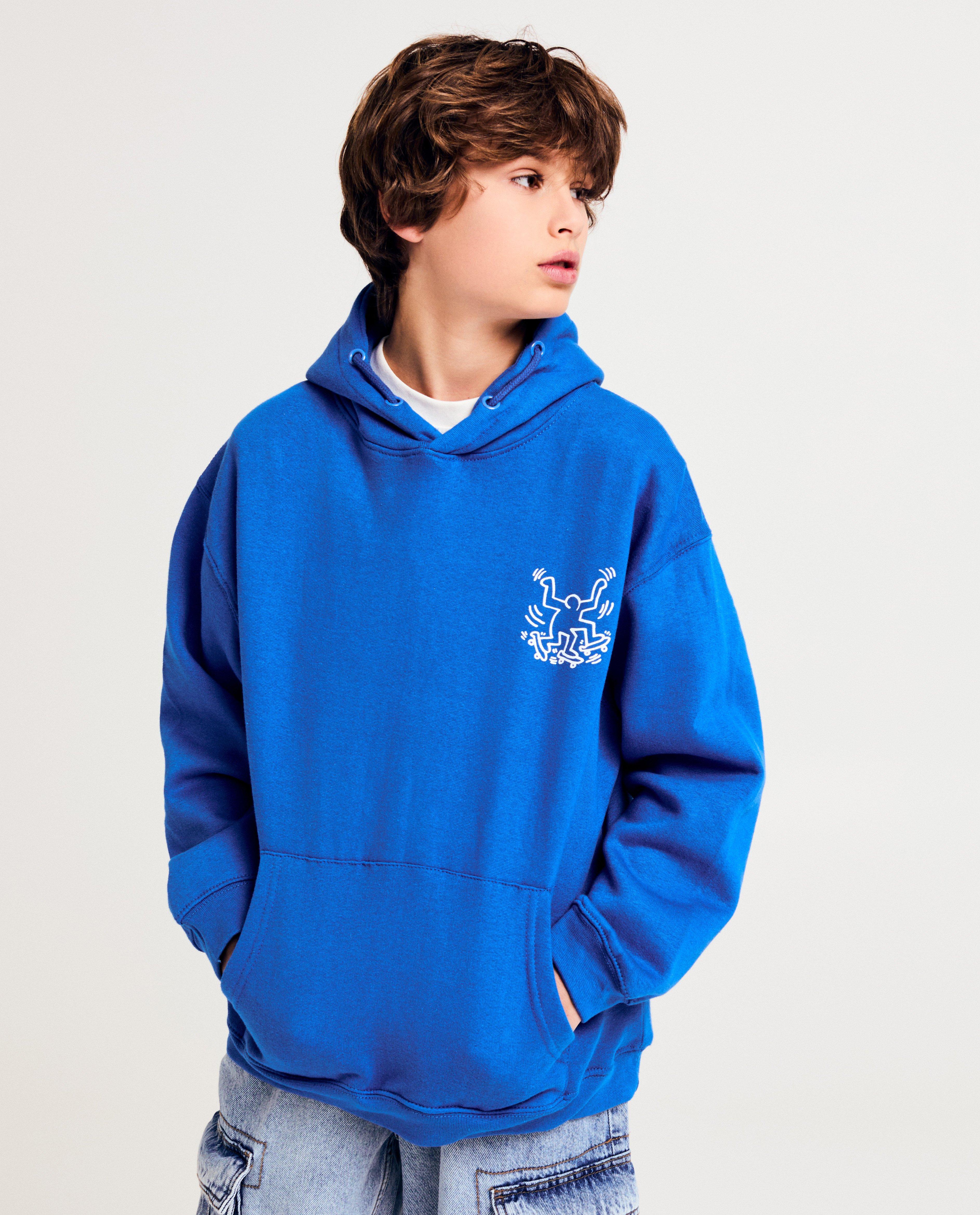 Hanorac Keith Haring cu imprimeu albastru