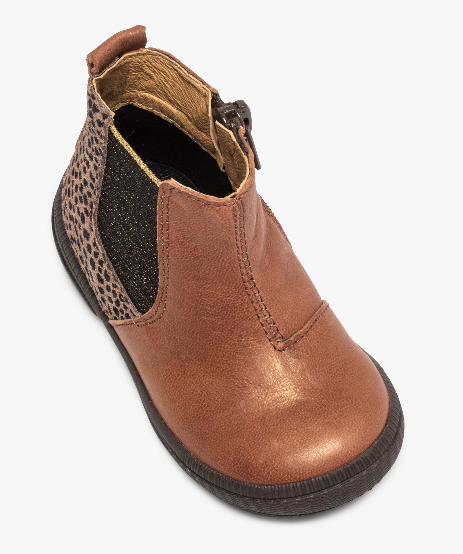 Boots bébé fille dessus cuir irisé faon Chelsea - Bopy | GEMO