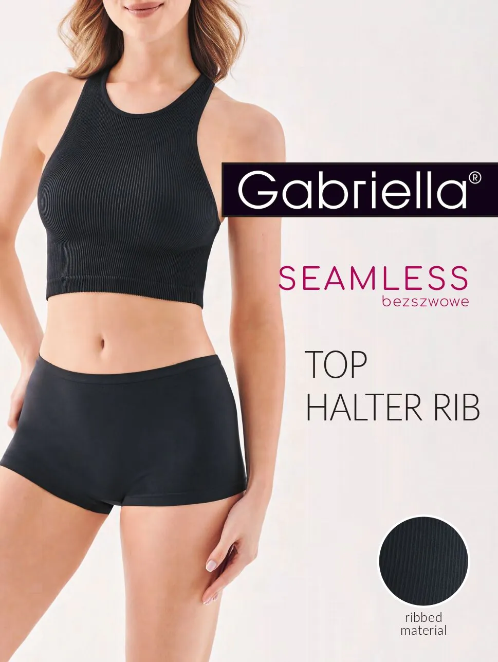 Gabriella бешавни топ са ребрастим улошком, црни, величина L/XL