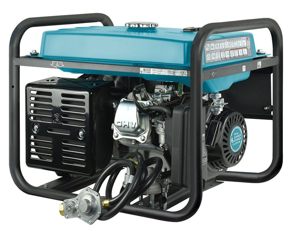 Könner & Söhnen Stromerzeuger KS 10000E G, 8,00 in kW, (1x32A (230V), Generator, E-Start, Automatischer Spannungsregler, 1-tlg., Hybrid Stromerzeuger, 4-Takt, Kupfer,Steckdosen 1x16A (230V), für Haus, Garage oder Werkstatt