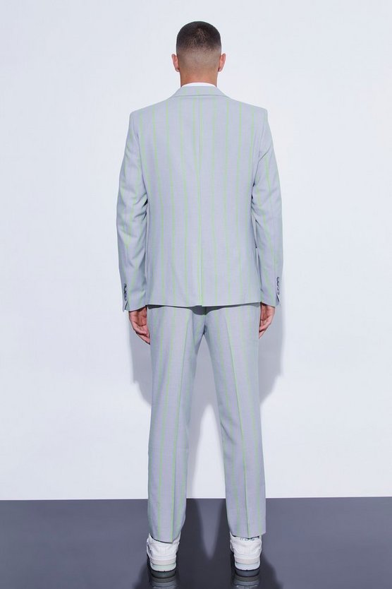 Slim-Fit Anzughose mit breiten Streifen