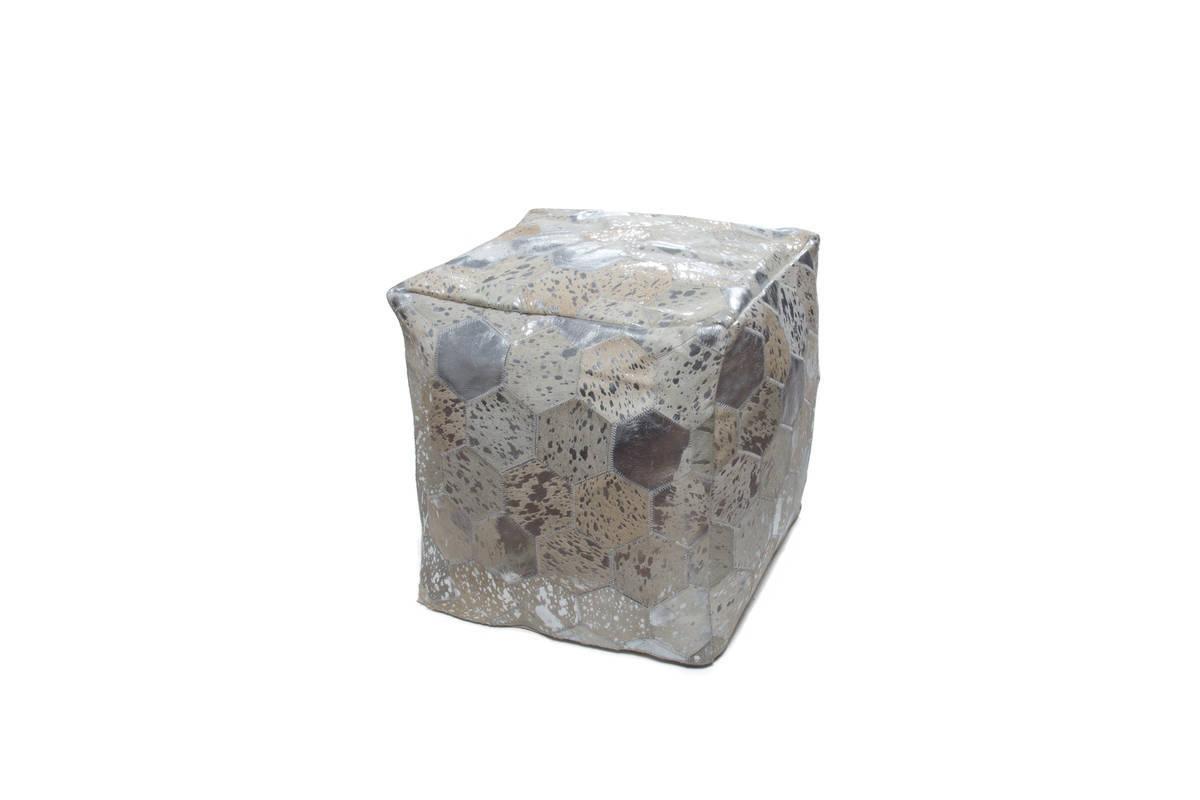 Kayoom Spark Pouf 200 Grau / Silber 45cm x 45cm