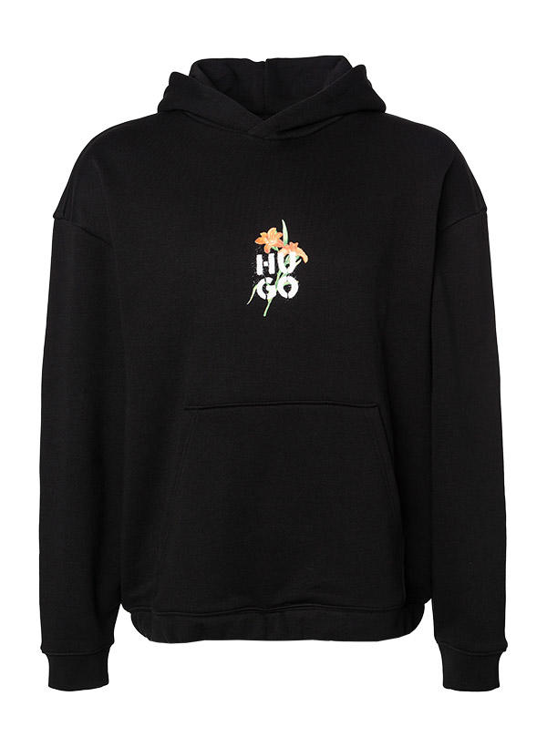 HUGO, Hoodie, Baumwolle, schwarz