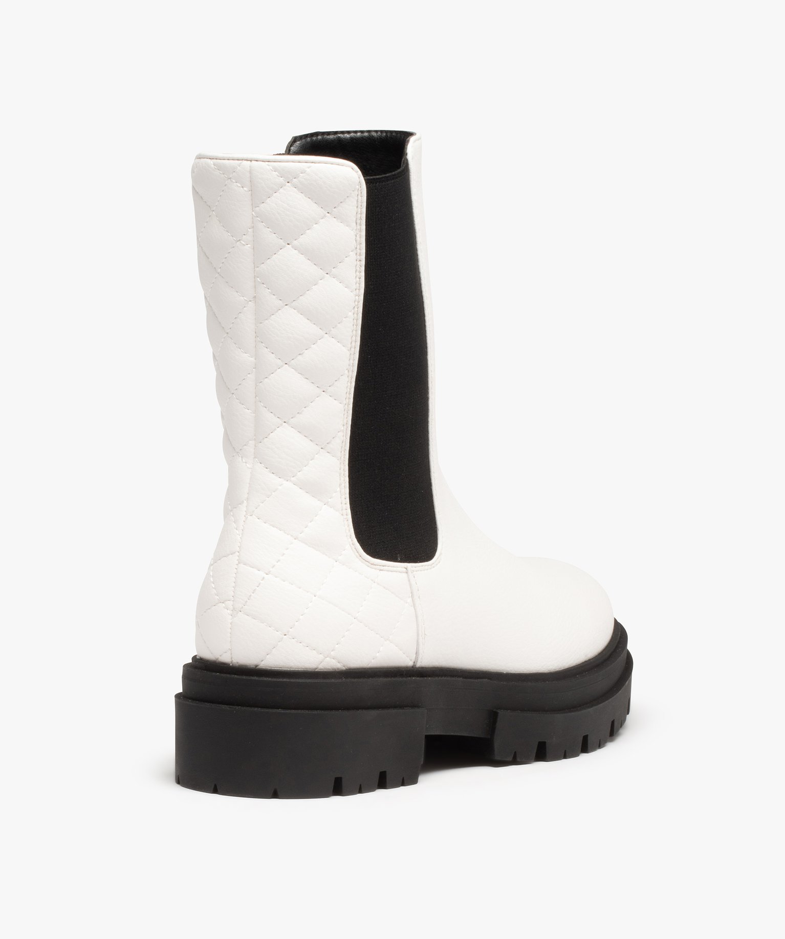 Boots femme Chelsea contrastées à semelle crantée blanc | GEMO