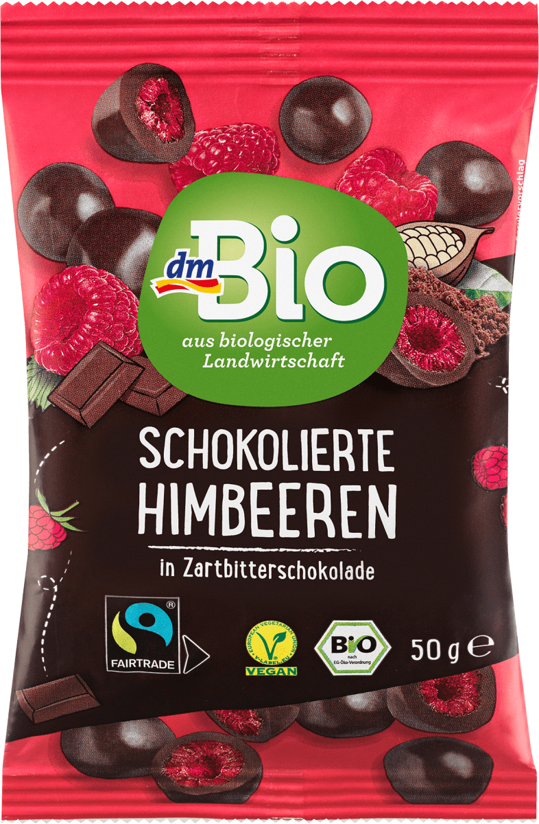 schokolierte Himbeeren in Zartbitter, 50 g