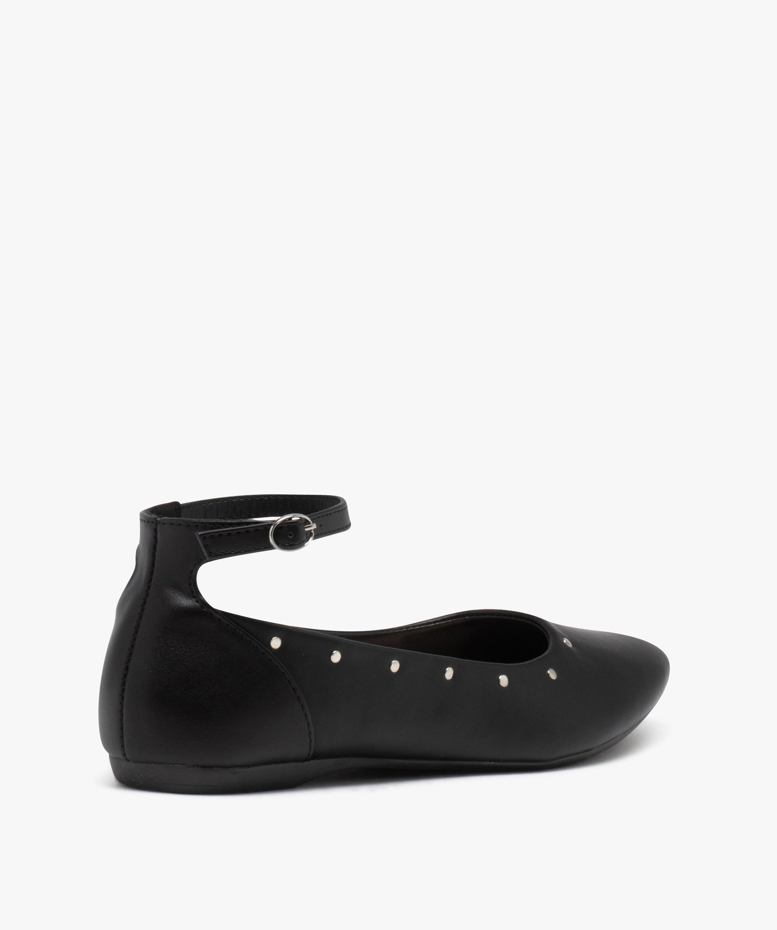 Ballerines femme unies à bout pointu et clous métalliques noir | GEMO