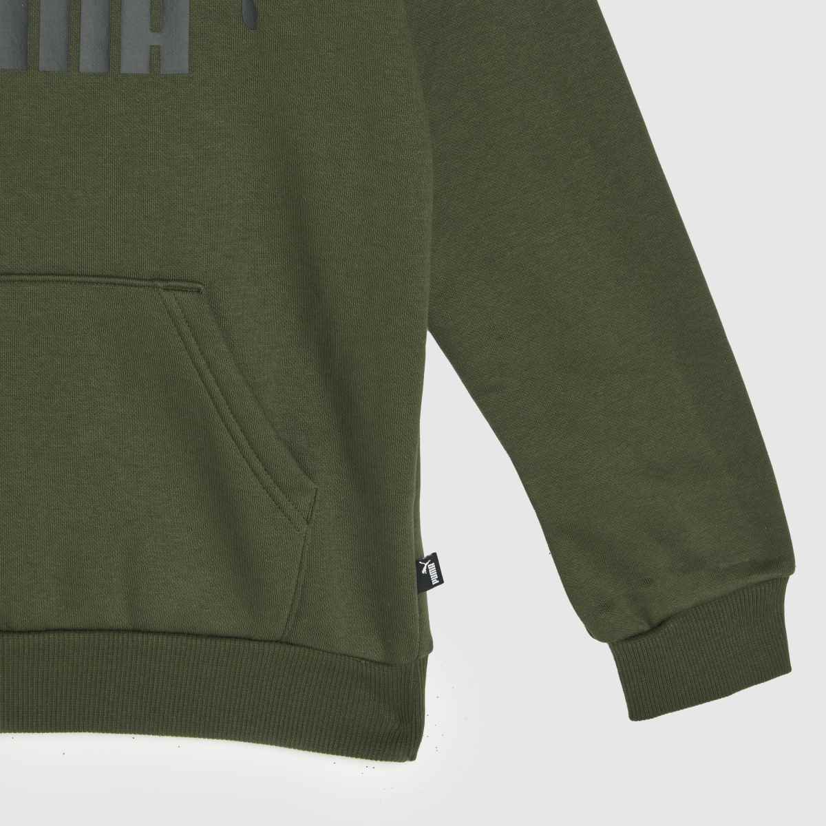 PUMA – Khakifärgad huvtröja för barn med stor logga