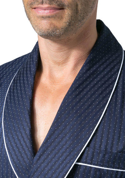 DEREK ROSE, Hausmantel, Baumwoll-Satin, royal