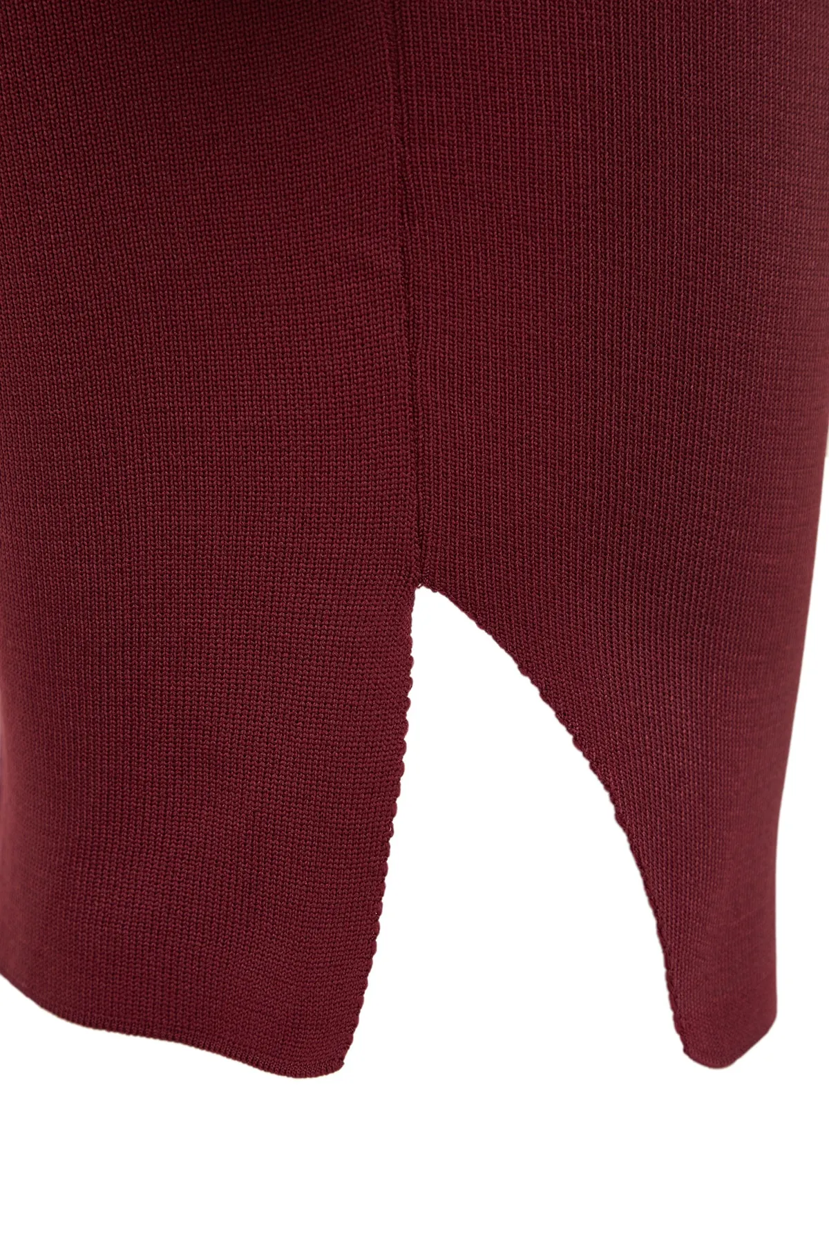 Trendyol Collection  Bordeauxrotes Super-Crop-Rock-Set aus Strickoberteil und -unterteil TWOAW23AU00009