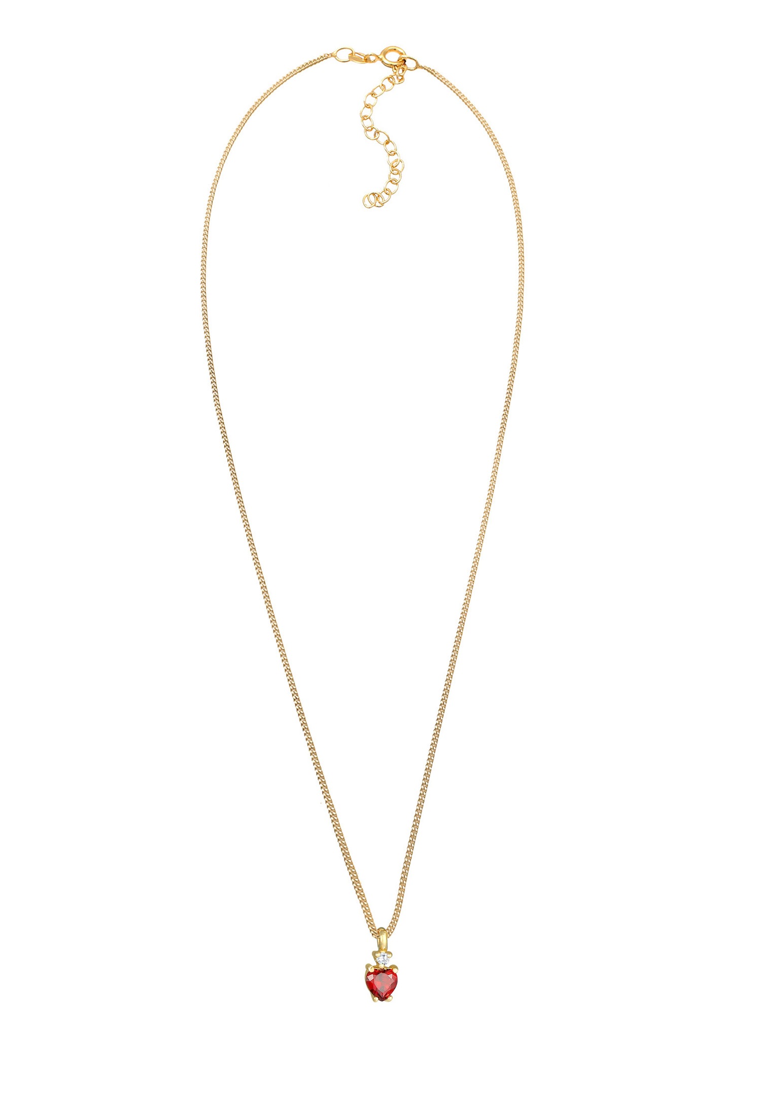 Ciondolo Elli Love Bond a forma di cuore rosso con cristalli, in argento sterling placcato oro 925, per donna.