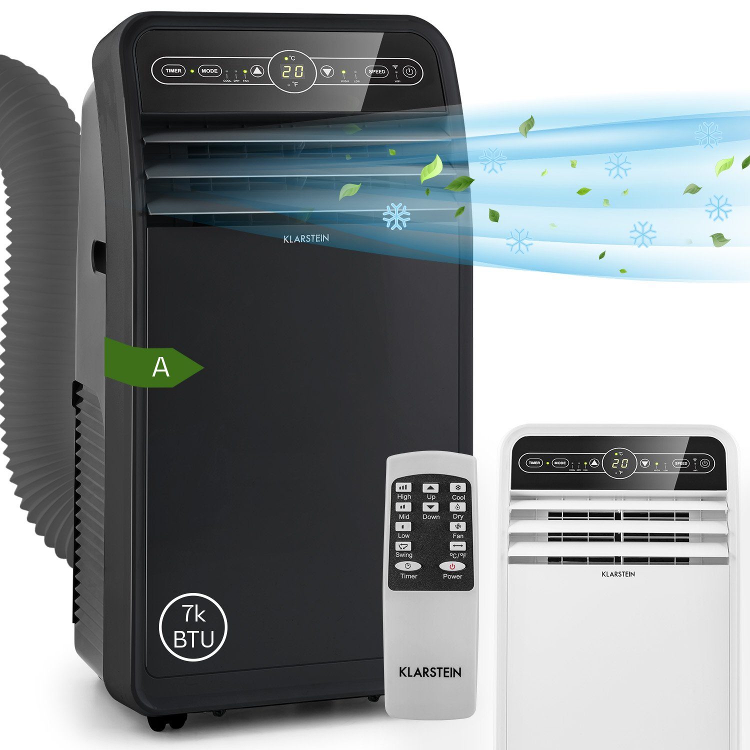 Klarstein Klimagerät Metrobreeze New York 7k, Klimagerät mobil Air Conditioner Kühlgerät Luftkühler