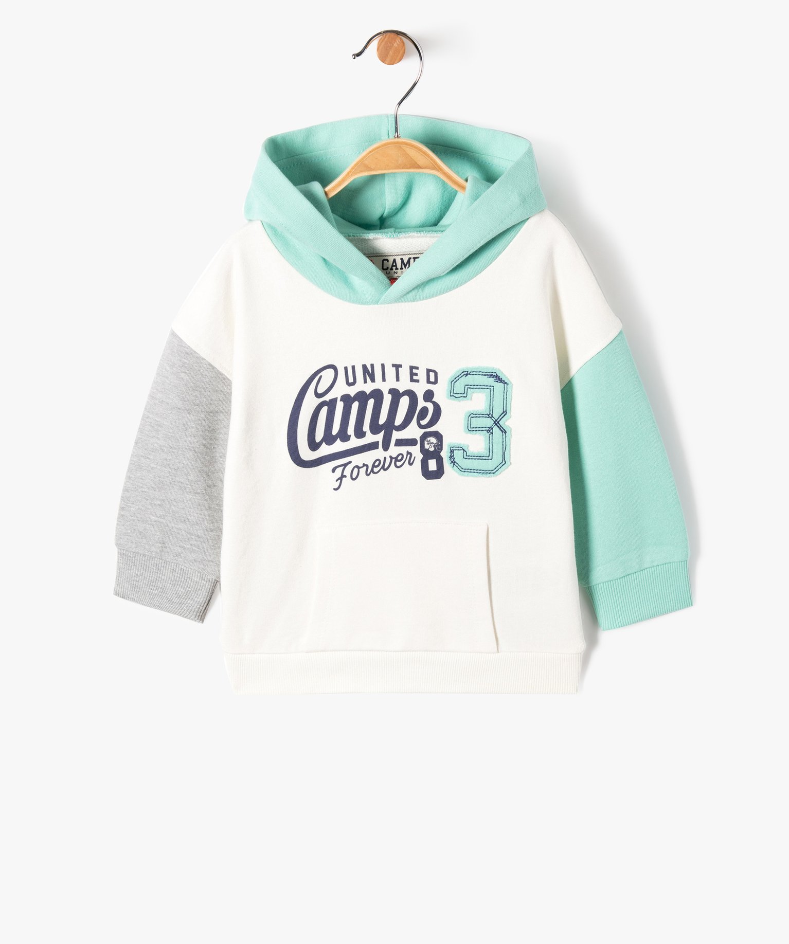 Sweat bébé Garçon à capuche et manches contrastantes - C... blanc | GEMO