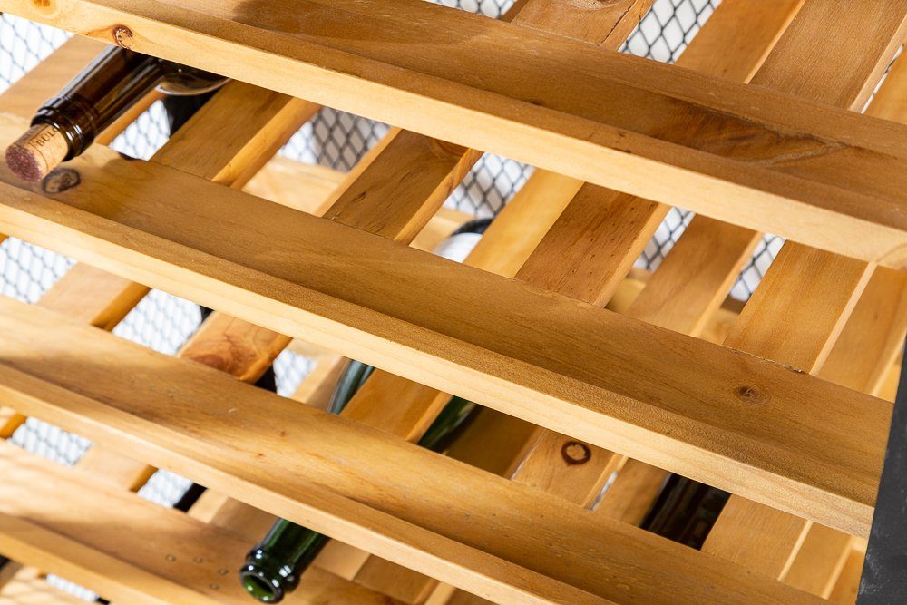 riess-ambiente Weinregal BODEGA 184cm schwarz / natur, Einzelartikel 1-tlg., Wohnzimmer · Massivholz · Metall · für 72 Flaschen · Industrial