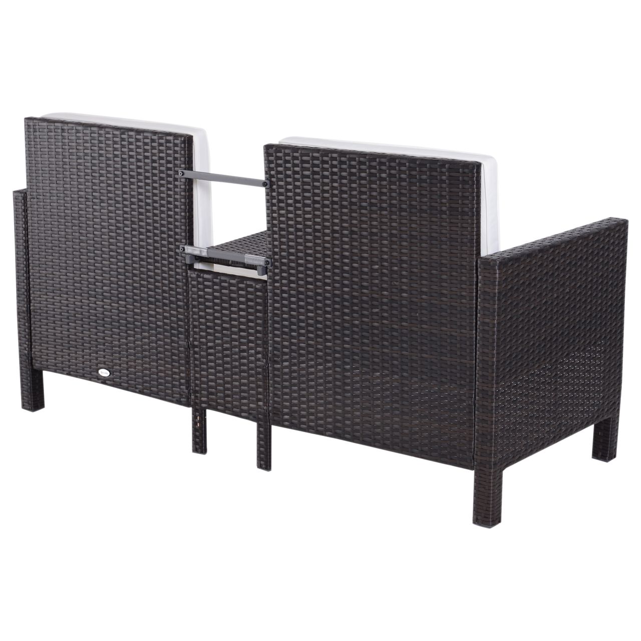 Outsunny 3-tlg. Lounge Gartenset2er-Sofa 2 x Hocker Kissen