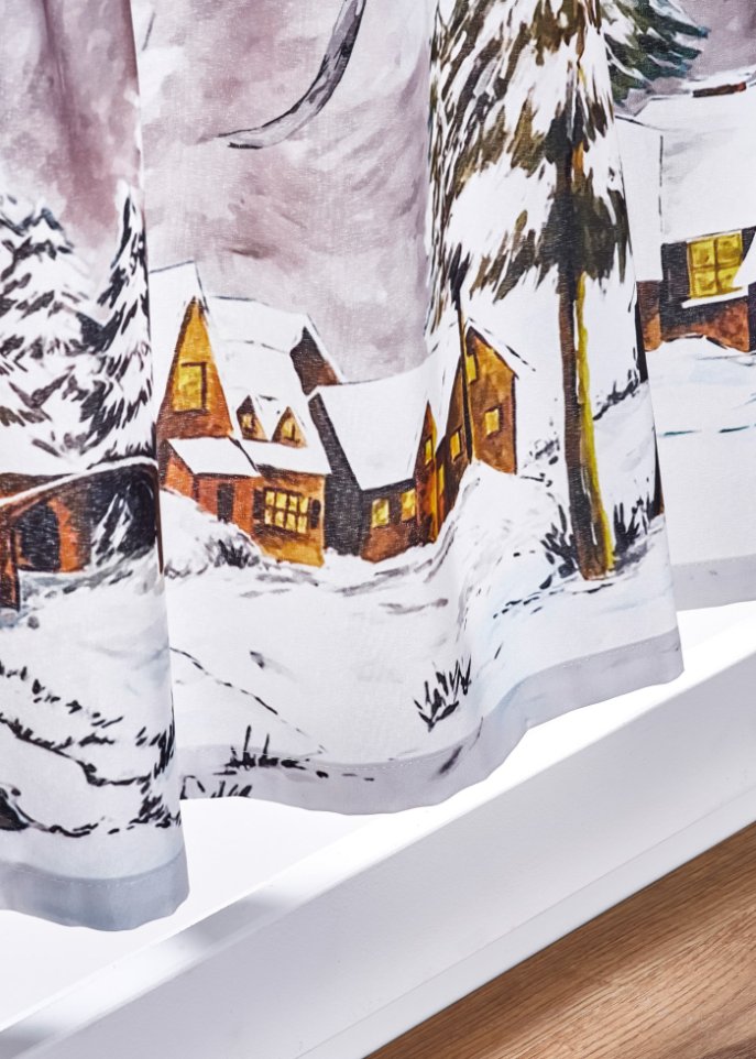 Scheibengardine mit Eulen Druck