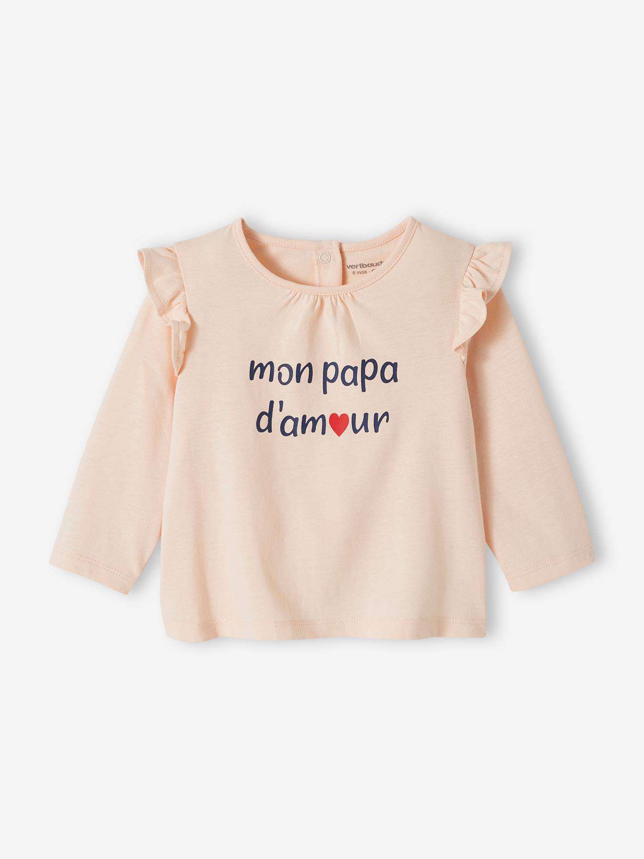 Vertbaudet Baby T-Shirt mit Schriftzug Bio-Baumwolle - wollweiß